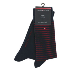 tommy hilfiger lot de 2 paires de chaussettes hautes en coton melange bleues marine 2