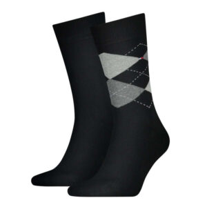 tommy hilfiger lot de 2 paires de chaussettes hautes en coton noir