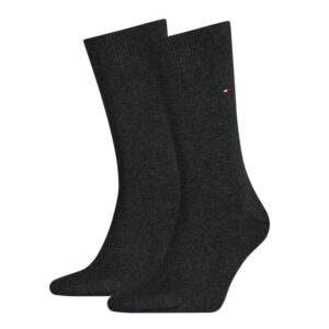 tommy hilfiger lot de 2 paires de chaussettes hautes grande taille anthracite en coton melange unies 2