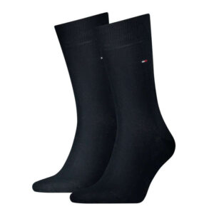 tommy hilfiger lot de 2 paires de chaussettes hautes grande taille marine en coton melange unies