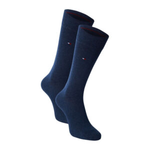tommy hilfiger lot de 2 paires de chaussettes hautes marine unies avec logo brode