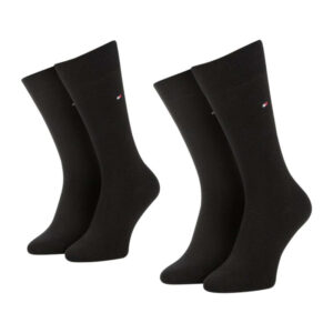 tommy hilfiger lot de 2 paires de chaussettes hautes noires en coton melange unies 2