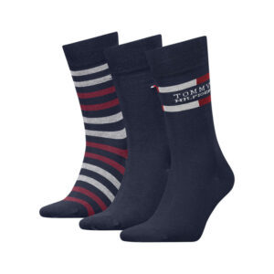 tommy hilfiger lot de 3 paires de chaussettes marine fantaisie coupe haute