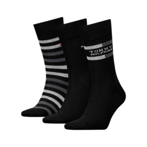 tommy hilfiger lot de 3 paires de chaussettes noires fantaisie coupe haute 2