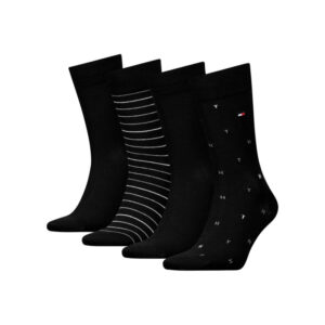 tommy hilfiger lot de 4 paires de chaussettes noires fantaisie coupe haute