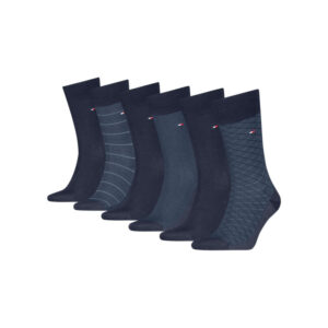 tommy hilfiger lot de 6 paires de chaussettes marine fantaisie coupe haute