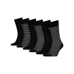 tommy hilfiger lot de 6 paires de chaussettes noires fantaisie coupe haute 2