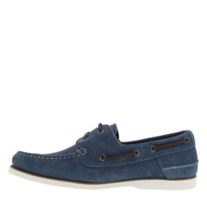 tommy hilfiger mocassins bateau bleus a semelle plate et surpiqures blanches sur l empeigne