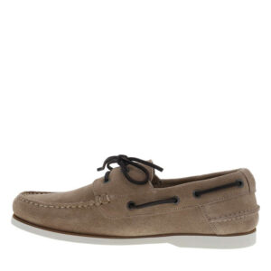 tommy hilfiger mocassins bateau en cuir beige a semelle plate avec des lacets cuir