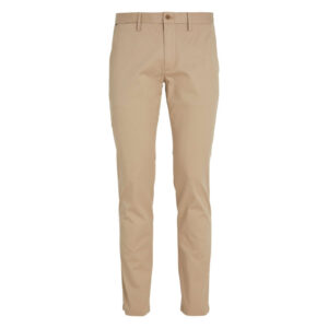 tommy hilfiger pantalon bleeker en coton beige uni avec une coupe chino et poches laterales 6
