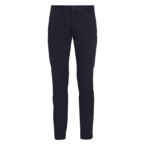 tommy hilfiger pantalon bleeker en coton marine uni avec une coupe chino et poches arrieres
