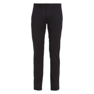 tommy hilfiger pantalon bleeker en coton noir uni avec une coupe chino et logo de la marque