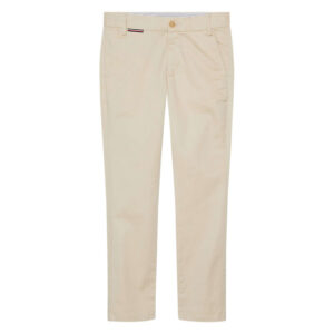 tommy hilfiger pantalon chino en coton beige uni avec une coupe slim et des poches 4