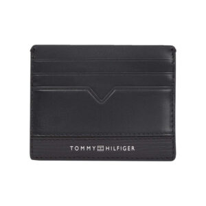 tommy hilfiger porte cartes noir uni en cuir avec plusieurs compartiments a cartes