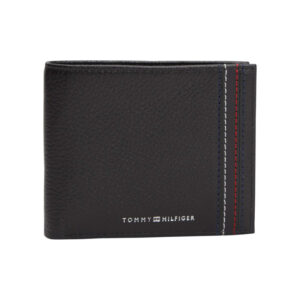 tommy hilfiger portefeuille en cuir noir aspect graine pourvu du nom de la marque 6