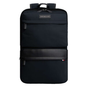 tommy hilfiger sac a dos noir avec multiples rangements et fermetures a glissieres