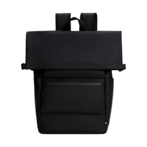 tommy hilfiger sac a dos noir uni a rabat roule avec fermeture a zips et clips