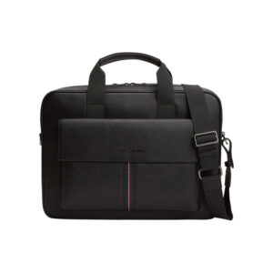 tommy hilfiger sac porte documents noir aspect graine pourvu d une bandouliere amovible 2