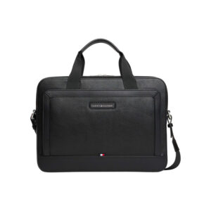 tommy hilfiger sac porte documents noir aspect graine pourvu d une bandouliere amovible