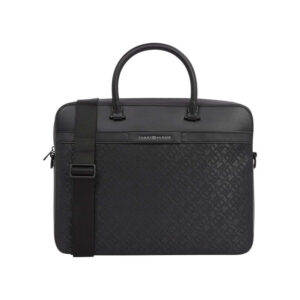 tommy hilfiger sac porte documents noir uni avec une bandouliere ajustable