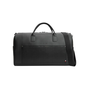 tommy hilfiger sac weekender noir pourvu d une large bandouliere amovible et reglable