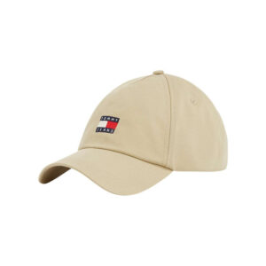 tommy jeans casquette beige unie avec le logo iconique et des trous d aeration