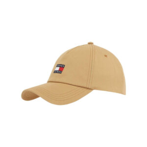 tommy jeans casquette beige unie en coton biologique avec des trous d aeration et logo