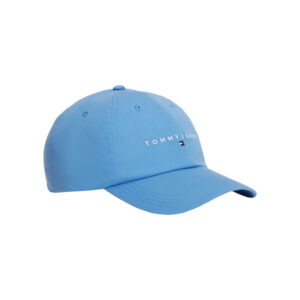 tommy jeans casquette en coton biologique bleue unie avec fermeture strapback