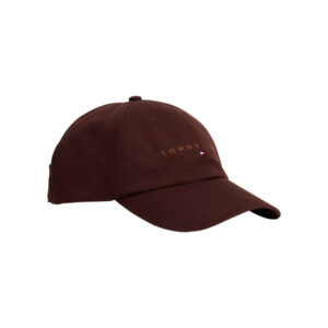 tommy jeans casquette en coton biologique brune unie avec un logo brode a l avant