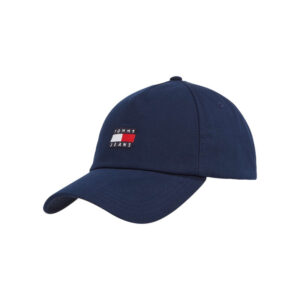 tommy jeans casquette en coton biologique marine unie strapback avec logo
