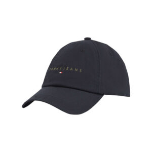 tommy jeans casquette strapback en coton noire unie avec une ecriture or brodee