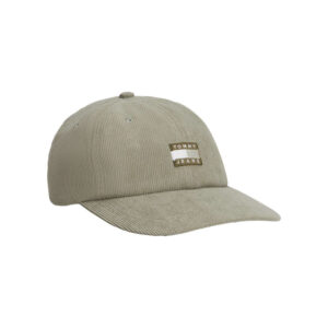 tommy jeans casquette verte unie avec une fermeture strapback et un bouton superieur