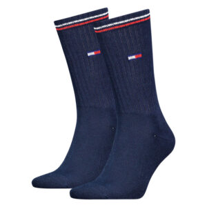 tommy jeans chaussettes hautes en coton melange marine unies avec un logo a la cheville 2