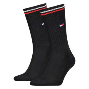 tommy jeans chaussettes hautes en coton melange noires unies avec un logo a la cheville 2