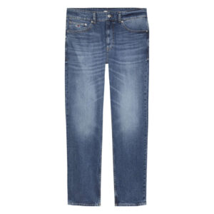tommy jeans jean en coton bleu avec une coupe droite et un patch d authenticite