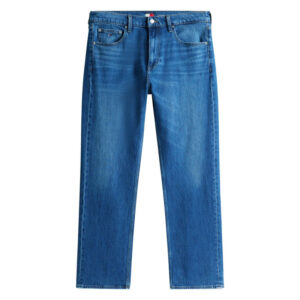 tommy jeans jean en coton bleu uni avec une coupe droite a zip et a bouton 2