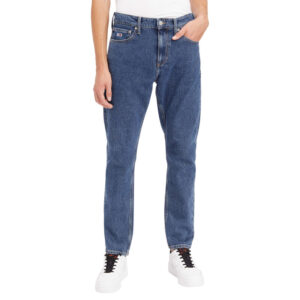 tommy jeans jean slim 5 poches scanton en partie en coton stretch recycle bleu uni