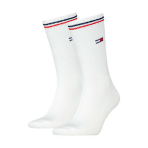 tommy jeans lot de 2 paires de chaussettes en coton melange blanches unies coupe haute 2