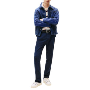 tommy jeans pantalon chino en coton marine uni avec une coupe droite et un patch 4
