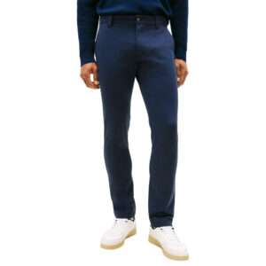 tommy jeans pantalon chino en coton marine uni avec une coupe slim a zip et a bouton 8