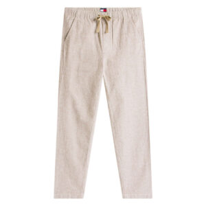 tommy jeans pantalon chino en lin et coton taupe uni avec une coupe droite 4
