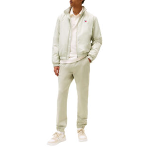 tommy jeans pantalon jogging en coton tilleul uni avec une coupe slim et un lien 2
