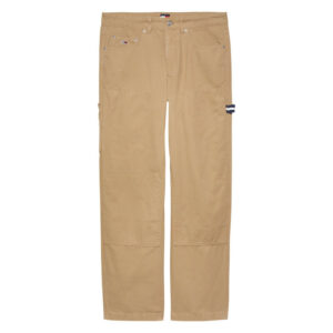 tommy jeans pantalon sable uni en coton avec une coupe droite et plusieurs poches 8