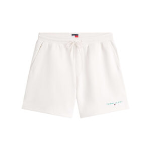 tommy jeans short jogging en coton melange ecru uni avec une taille elastiquee 2