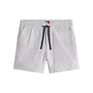 tommy jeans short jogging en lin et coton marine a motifs chines avec une taille elastiquee