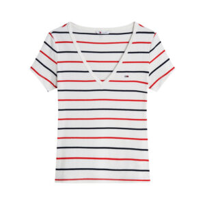 tommy jeans t shirt en coton multicolore a coupe droite orne d un motif a rayures 2