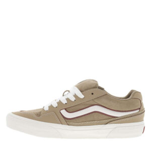 vans baskets en cuir taupe larges avec des surpiqures blanches et a lacets plats 6