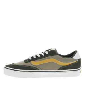vans baskets vertes avec des details blancs et jaunes et a lacets plats