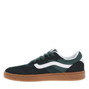 vans baskets vertes sapin en suede a semelle plate marron claire et a lacets plats
