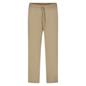 vans chino en coton beige uni avec une coupe droite et un lien de serrage 2